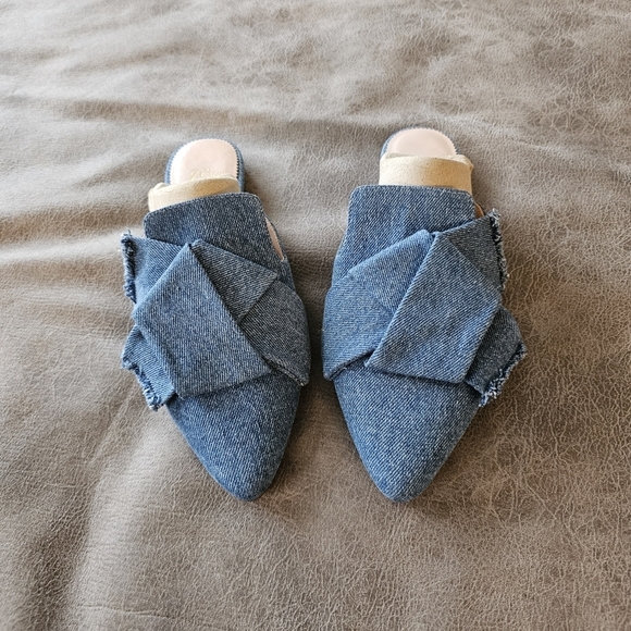 J. Crew Pointed-Toe Slides In Denim - Picture 3 of 7